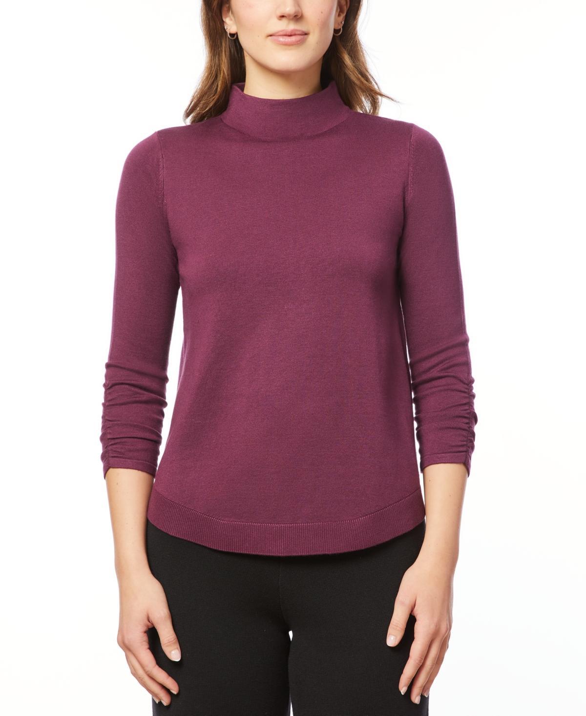 Melissa Paige Womens Ruched-Sleeve Funnel-Neck Sweater Product Image