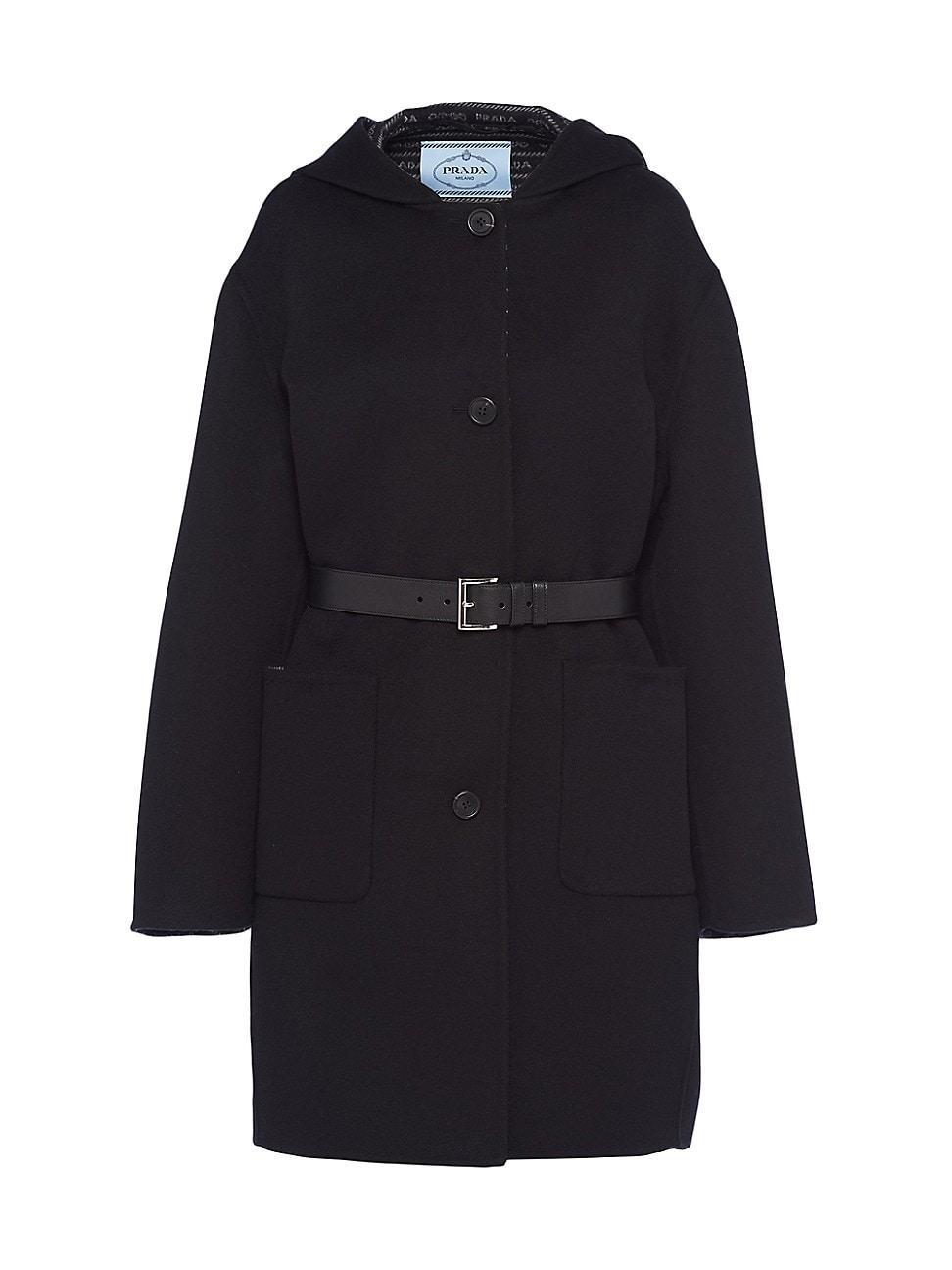 Hooded Double-Face Coat with Leather Belt product image