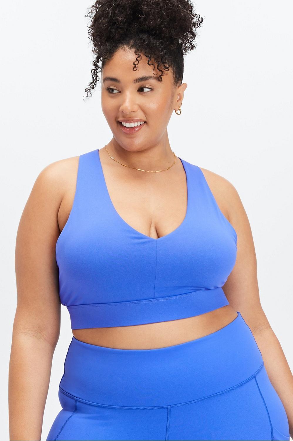 Fabletics On-The-Go Midi Medium Impact Sports Bra Womens blue plus Size 3X Product Image