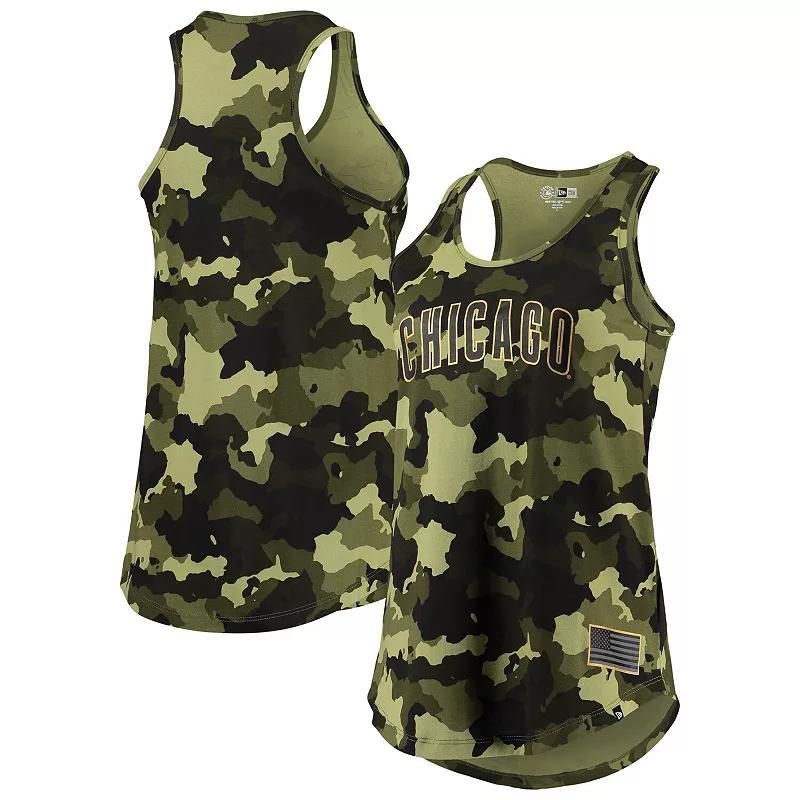 Womens New Era Chicago Cubs 2022 MLB Armed Forces Day Camo Racerback Tank Top Product Image