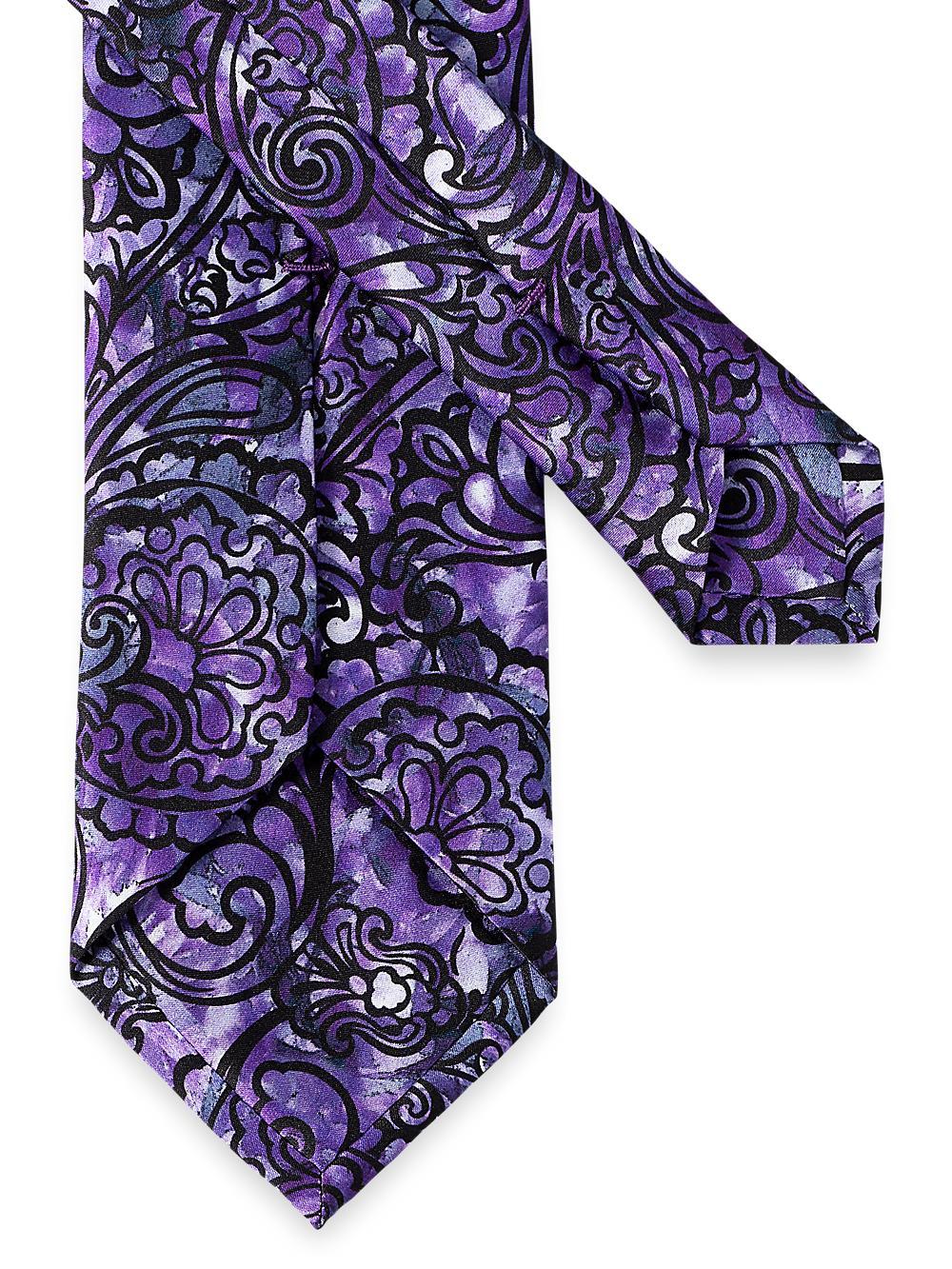 Paisley Printed Italian Silk Tie - Purple Product Image