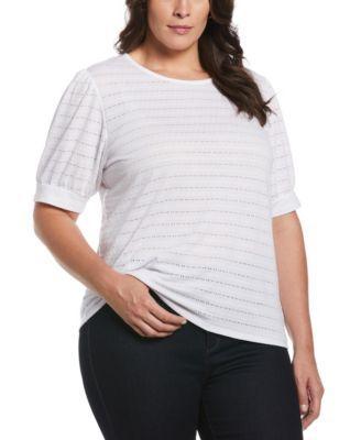 Plus Size Knit Puff Short Sleeve Top Product Image