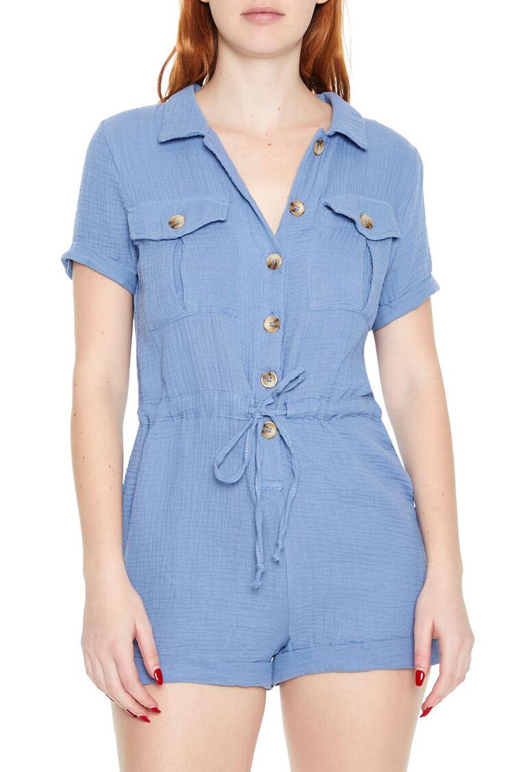 Button-Front Tie-Waist Romper | Forever 21 Product Image