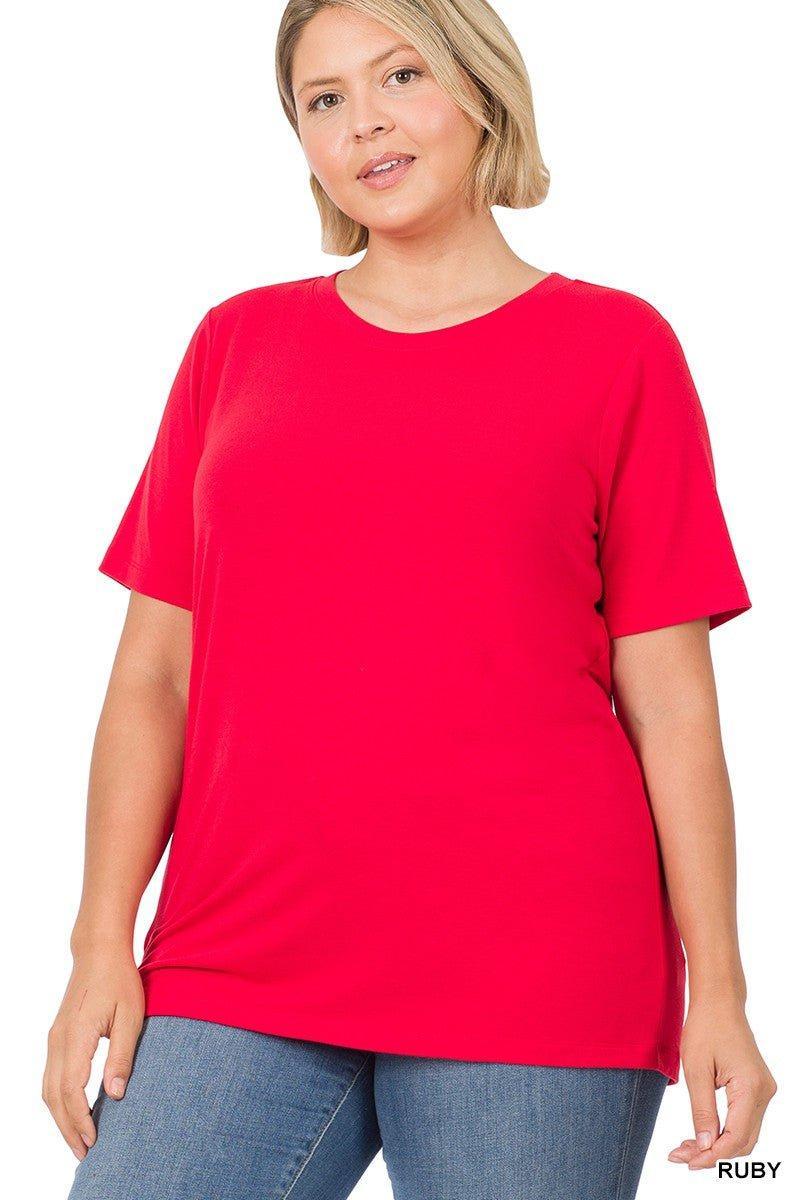 Plus Short Sleeve Round Neck Tee- soft Product Image