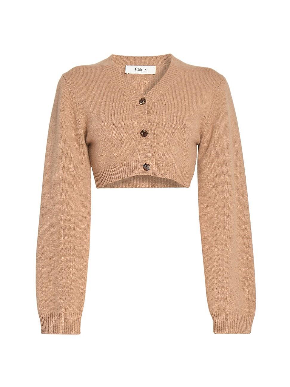 Womens Cashmere-Blend Crop Cardigan Product Image