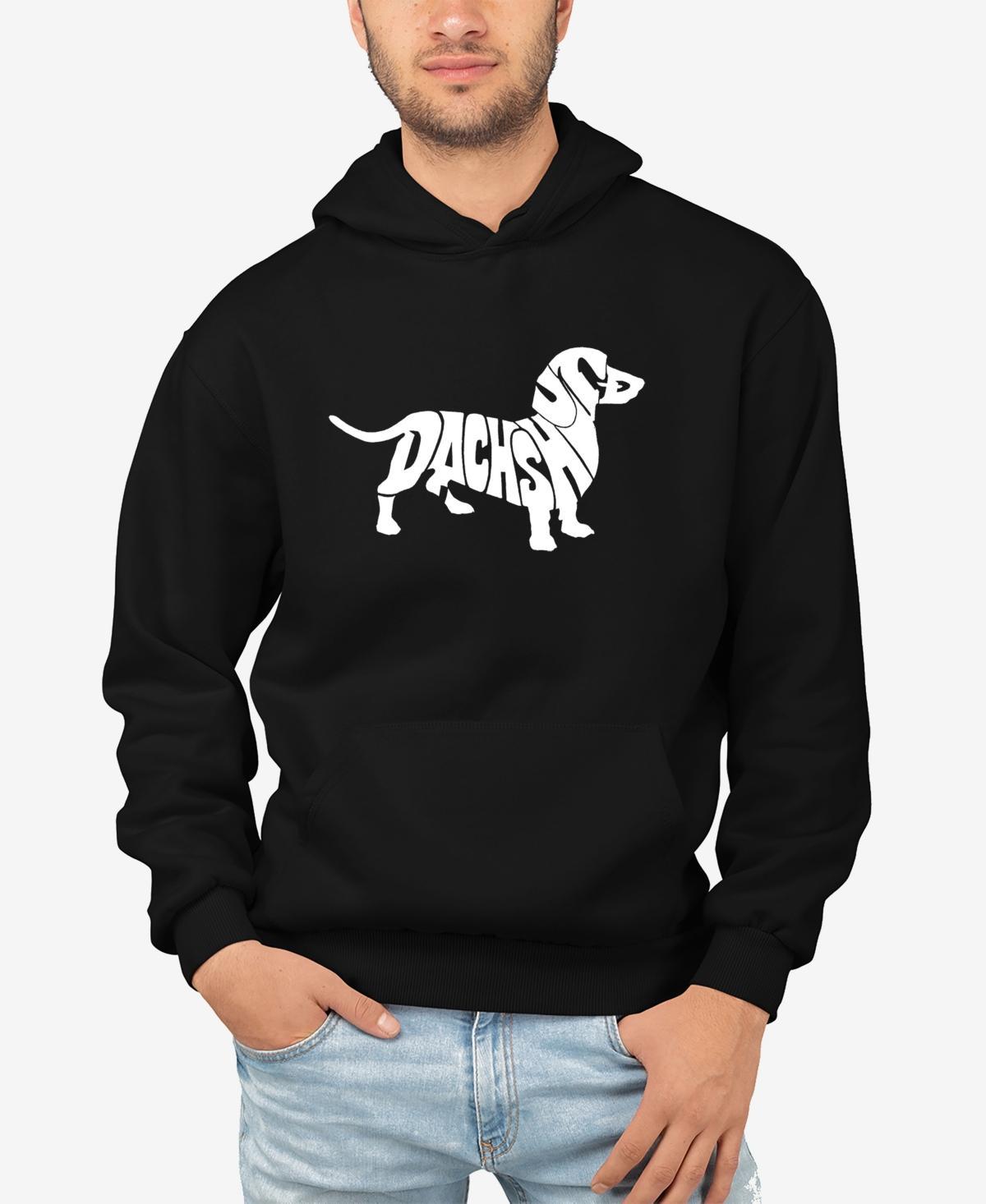 La Pop Art Mens Word Art Dachshund Long Sleeve Hooded Sweatshirt Product Image