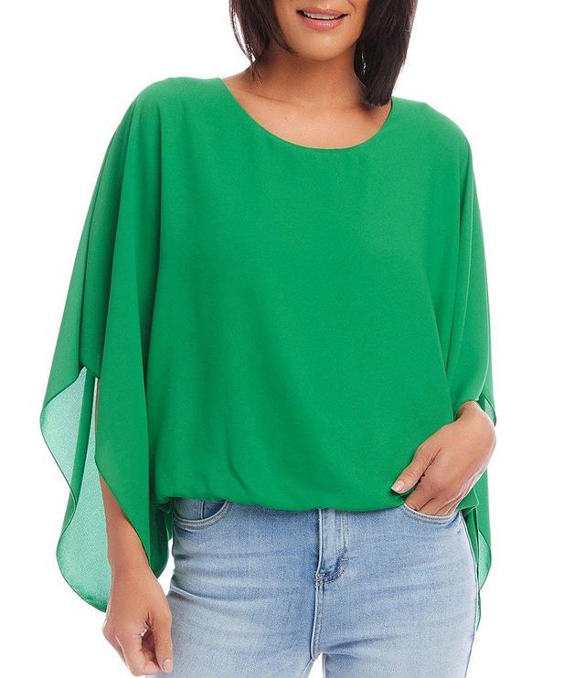 Karen Kane Scoop Neck 3/4 Batwing Sleeve Blouson Scarf Sleeve Top Product Image