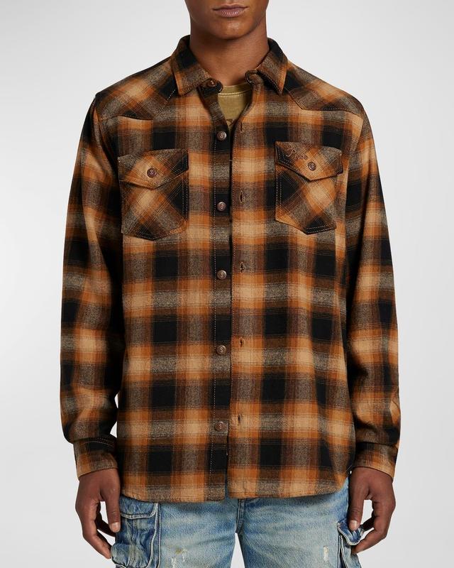 Mens Flack Plaid Button-Front Shirt Product Image