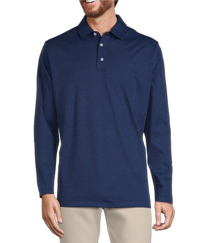 Roundtree & Yorke Easy Care Long Sleeve Solid Jacquard Polo Shirt Product Image