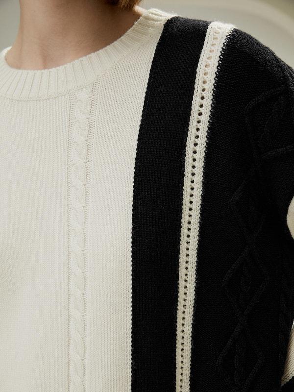 Bicolor Stripe Knit Wool Sweater Product Image