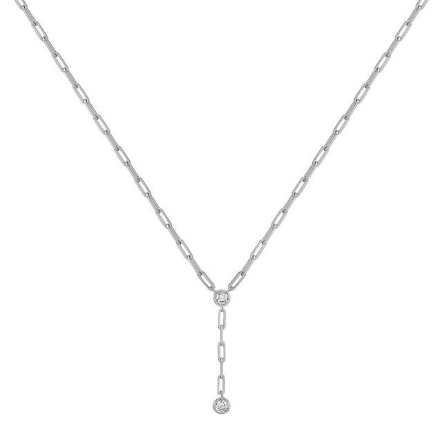 OLIVIA AND HARPER Sterling Silver Cubic Zirconia Rectangle Chain Y-Necklace, Womens Product Image