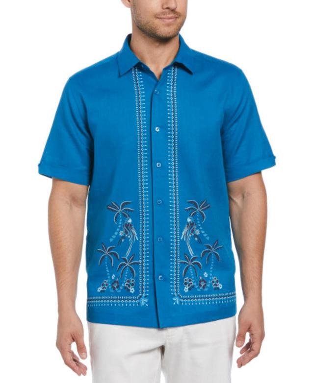 Men's Big & Tall Linen Blend Palm-Print Shirt Product Image