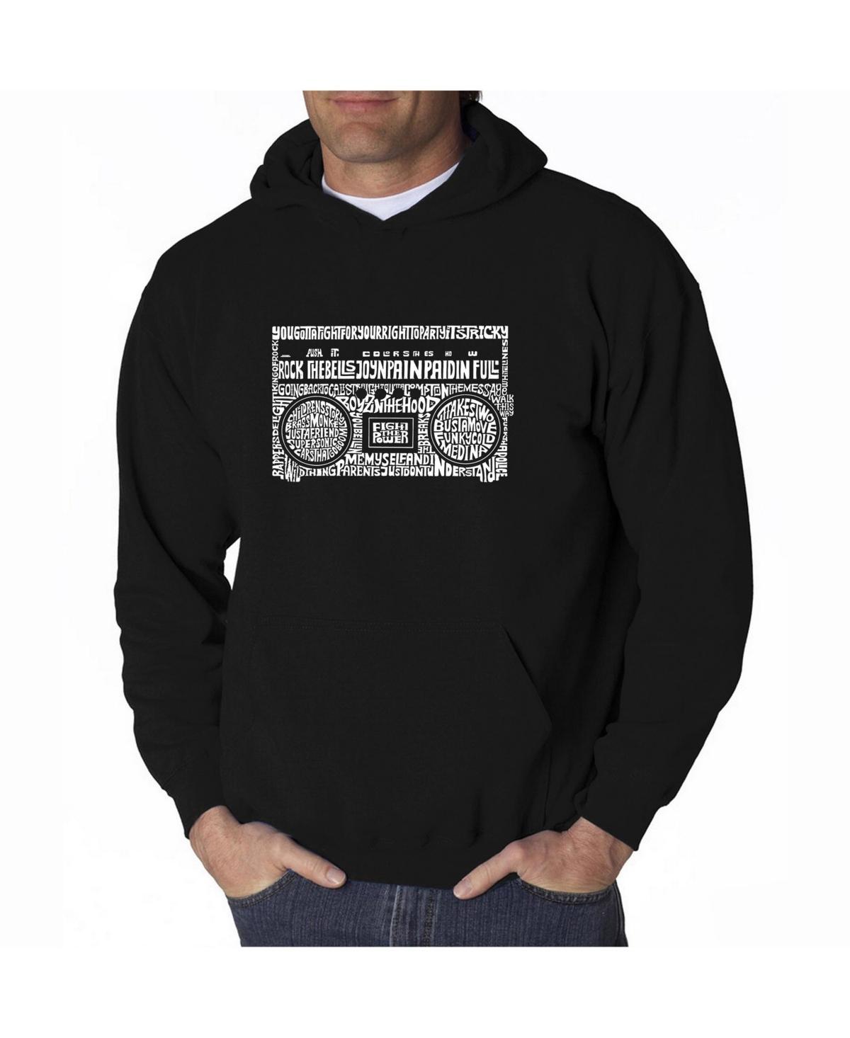 La Pop Art Mens Word Art Hooded Sweatshirt - Greatest Rap Hits of The 1980s Product Image