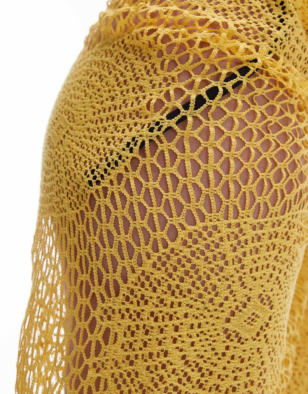 Topshop beach sarong in yellow crochet Product Image