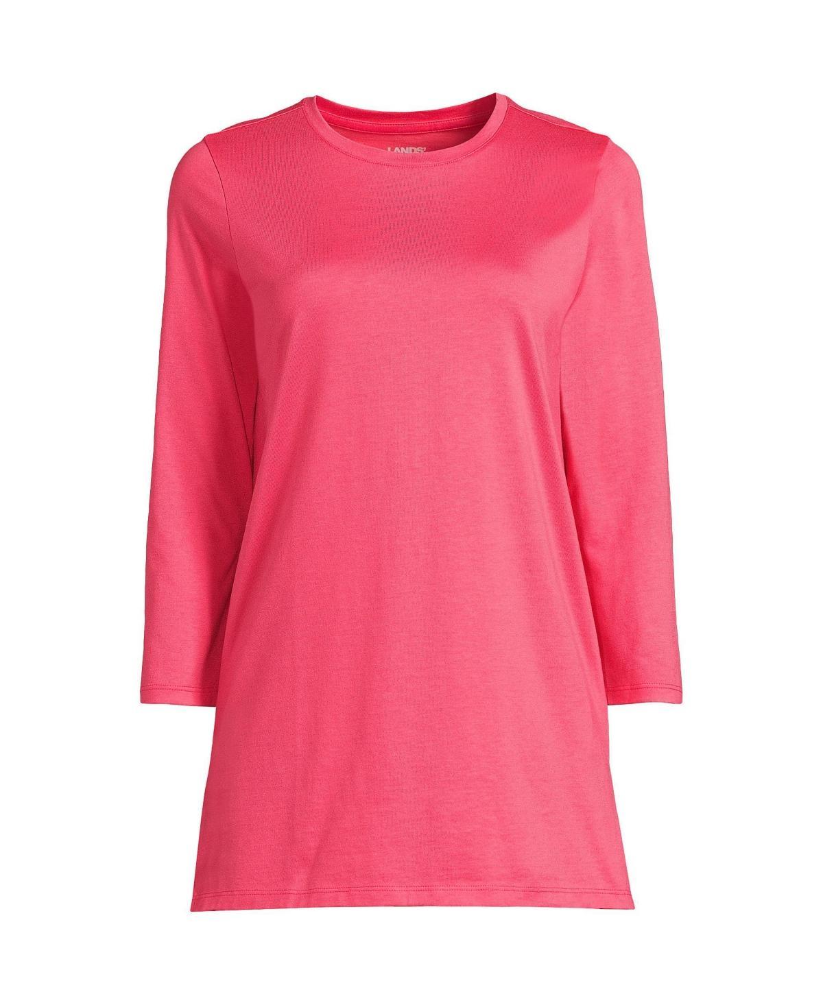 Petite Lands End 3/4-Sleeve Supima Cotton Crewneck Tunic, Womens Product Image