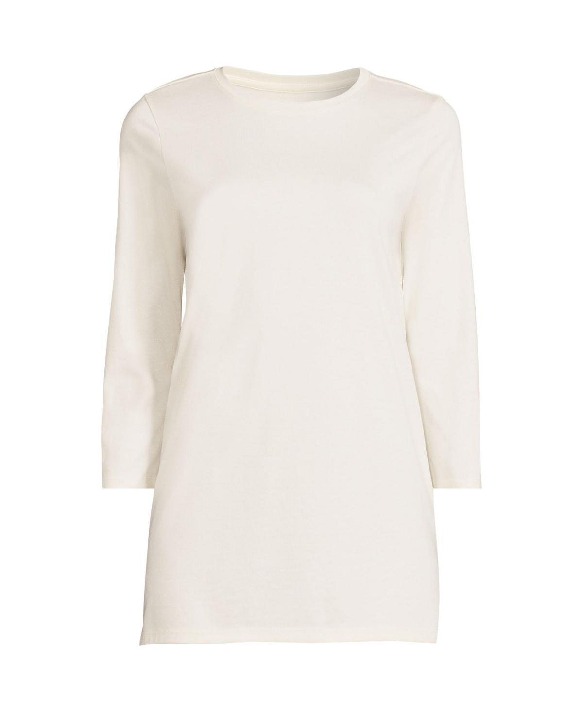 Lands End Womens Petite 3/4 Sleeve Supima Cotton Crewneck Tunic Product Image