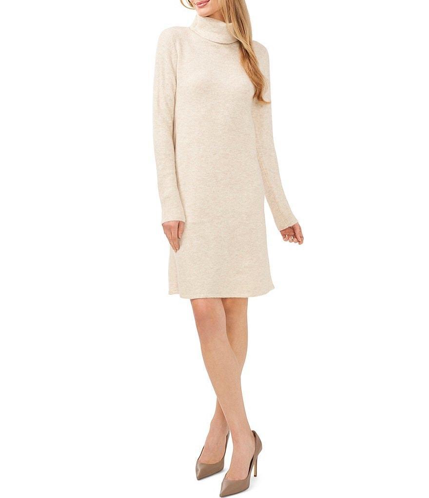 CeCe Turtleneck Long Sleeve Knee Length Shift Sweater Dress Product Image