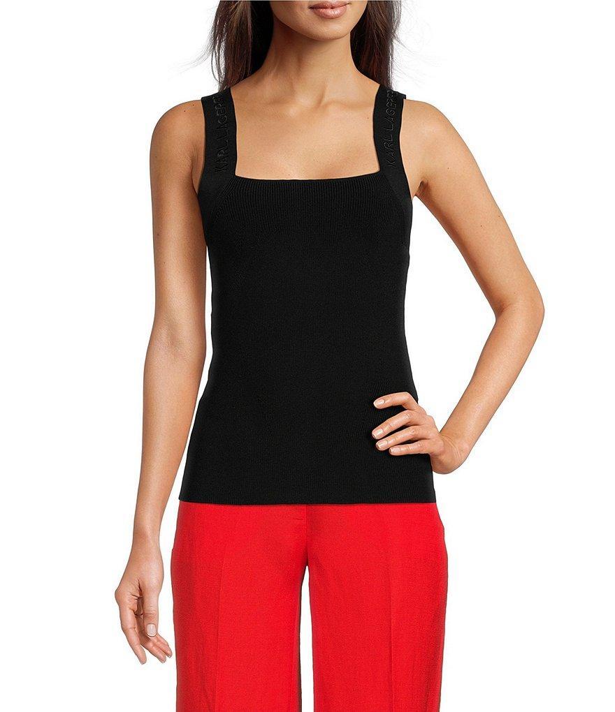 KARL LAGERFELD PARIS Square Neck Sleeveless Tank Top Product Image