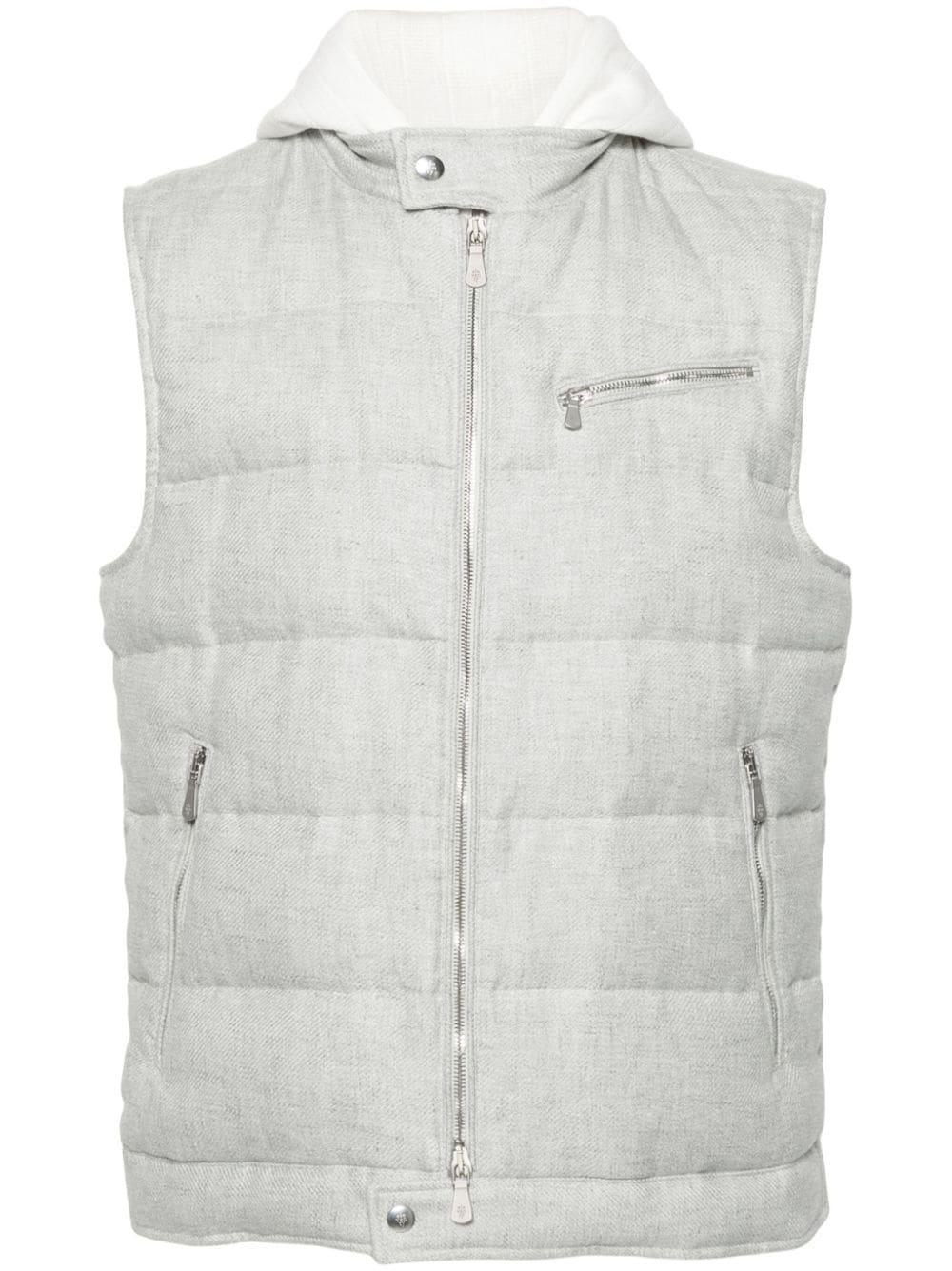 Layered-detail Padded Gilet In Grey Product Image