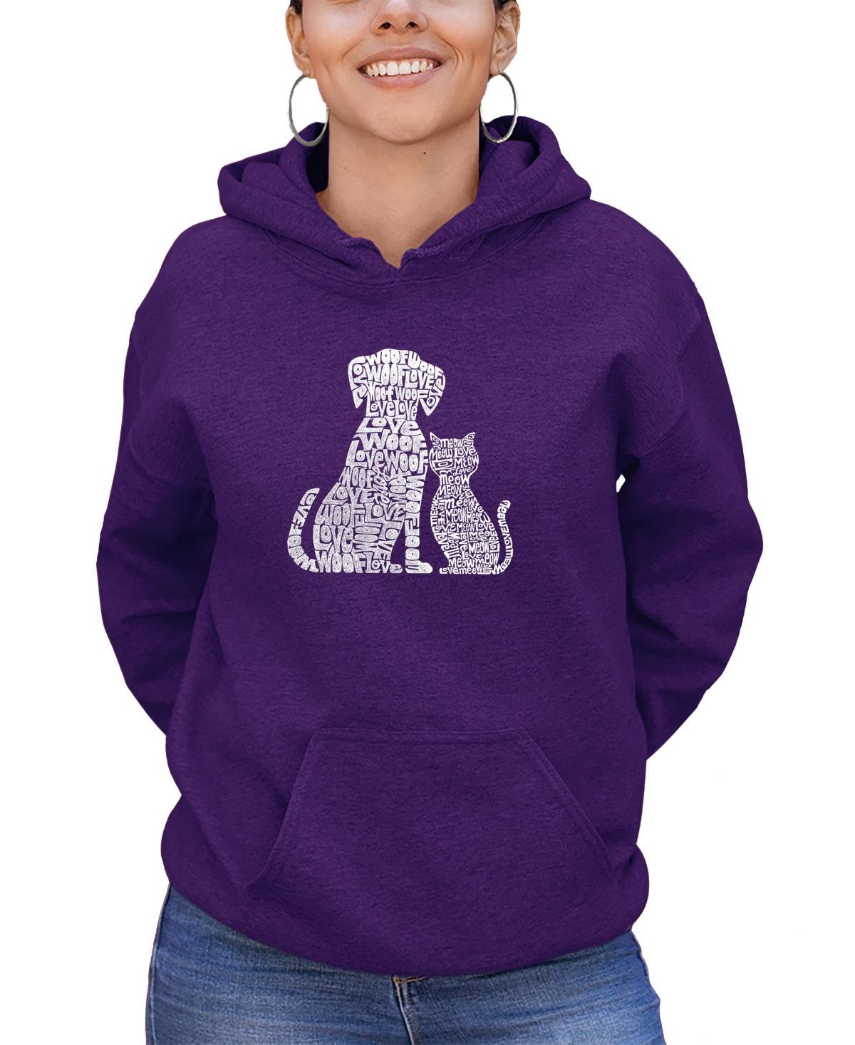 Womens Hooded Word Art Dogs and Cats Sweatshirt Top Product Image