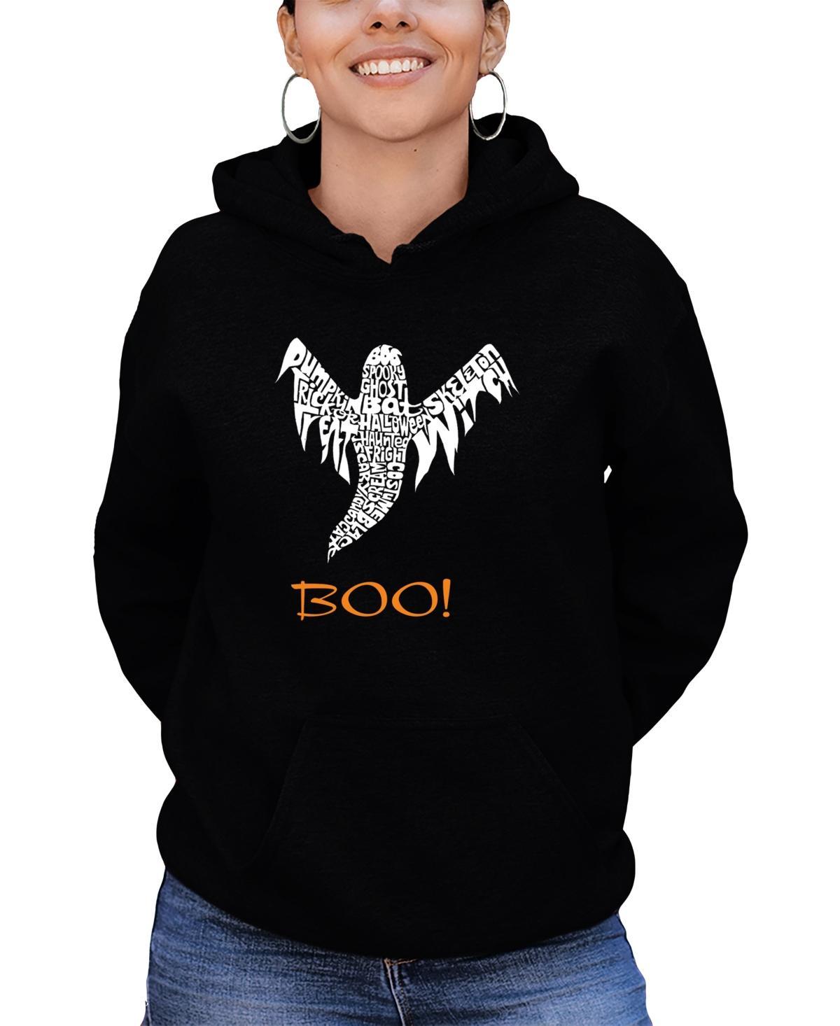 La Pop Art Womens Halloween Ghost Word Art Hooded Sweatshirt Product Image