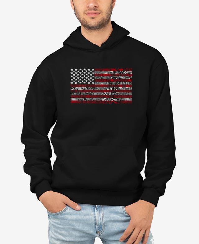 La Pop Art Mens Word Art Hooded American Flag Fireworks Sweatshirt Product Image