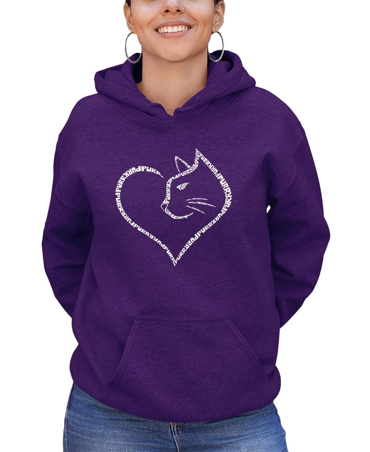 La Pop Art Womens Cat Heart Word Art Hooded Sweatshirt Product Image