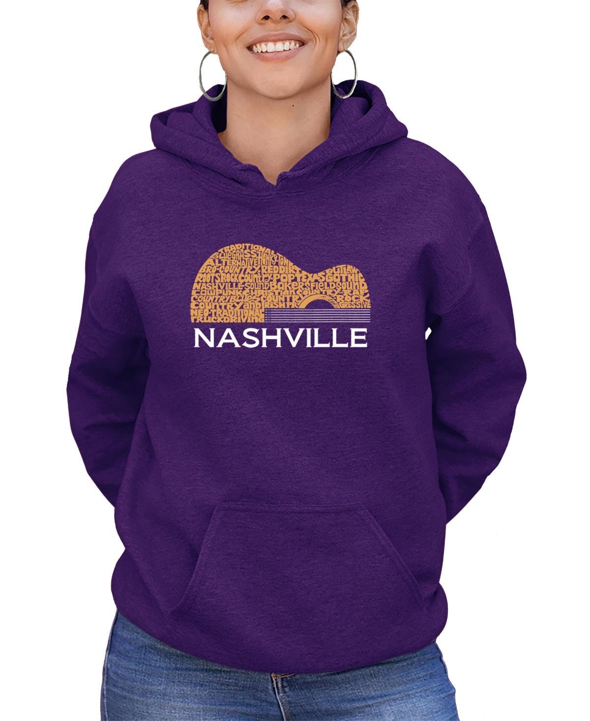 La Pop Art Womens Nashville Guitar Word Art Hooded Sweatshirt Product Image