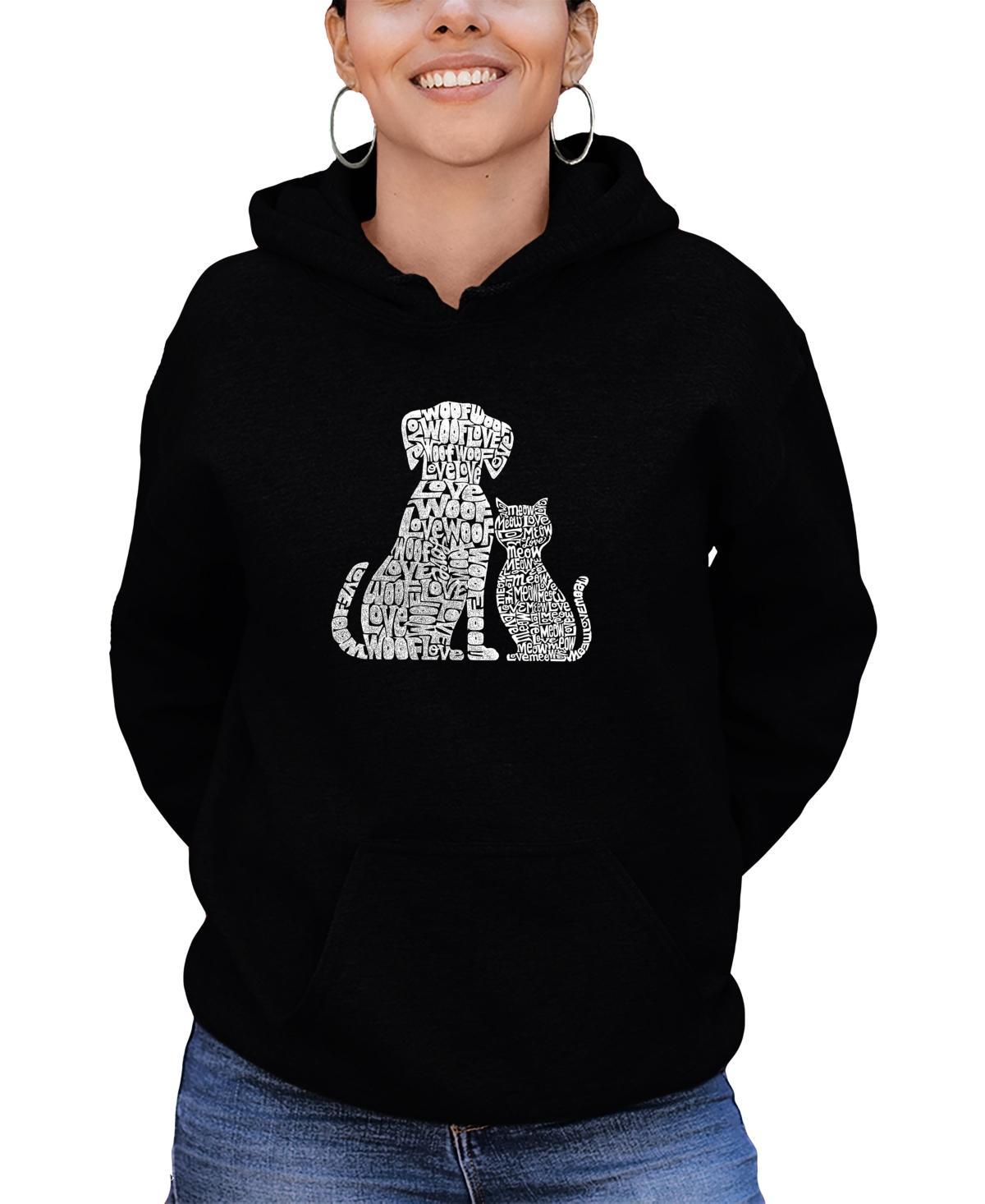 Womens Hooded Word Art Dogs and Cats Sweatshirt Top Product Image