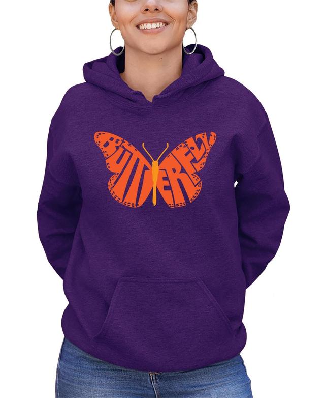 La Pop Art Womens Word Art Butterfly Hooded Sweatshirt Product Image