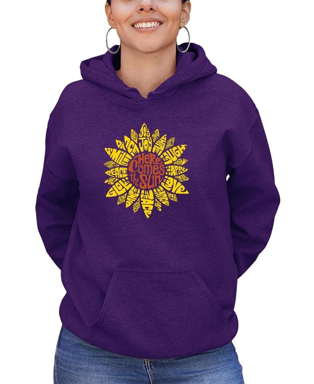 La Pop Art Womens Sunflower Word Art Hooded Sweatshirt Product Image