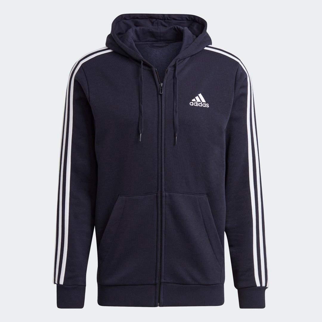 Adidas Mens Essentials Fleece 3-Stripes Full Zip Hoodie Product Image