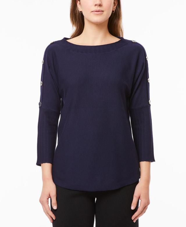 Melissa Paige Womens Dolman-Sleeve Wavy-Ribbed Sweater, Regular & Petite Product Image