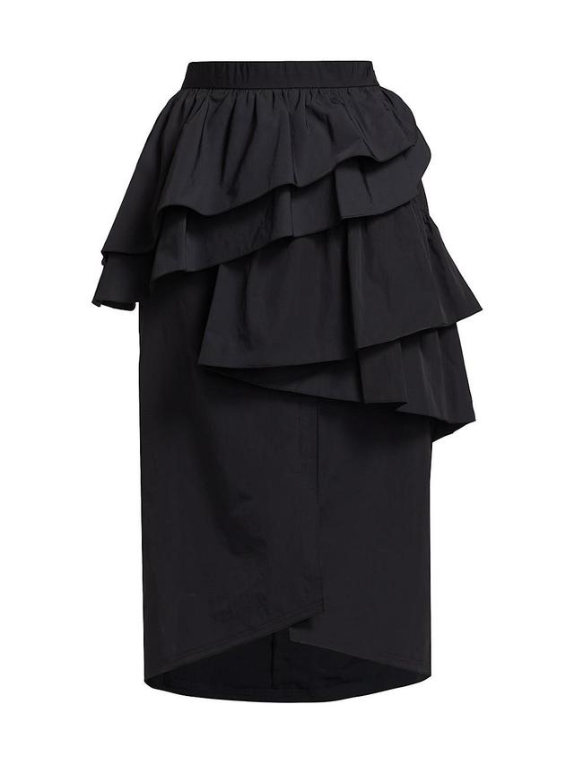 Womens Asymmetric Ruffled Parachute Midi-Skirt Product Image