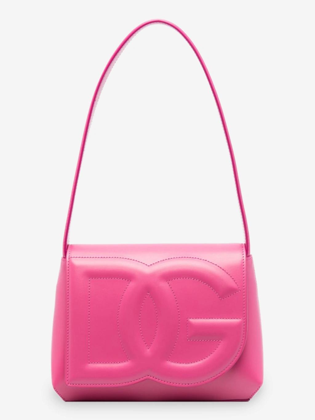 DOLCE & GABBANA Logo-embossed Leather Shoulder Bag In Pink Product Image