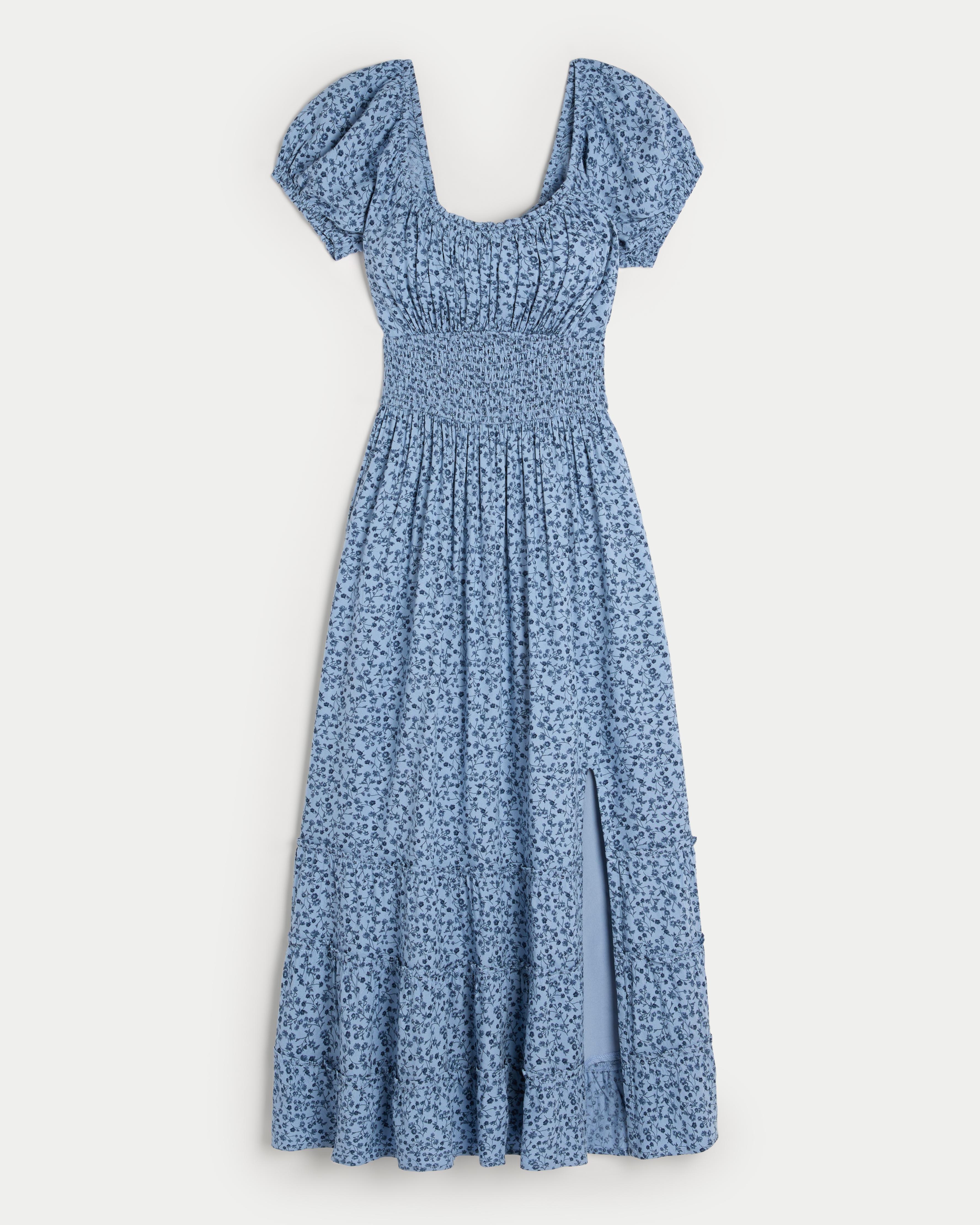 Hollister Saidie Short-Sleeve Tie-Back Midi Dress Product Image