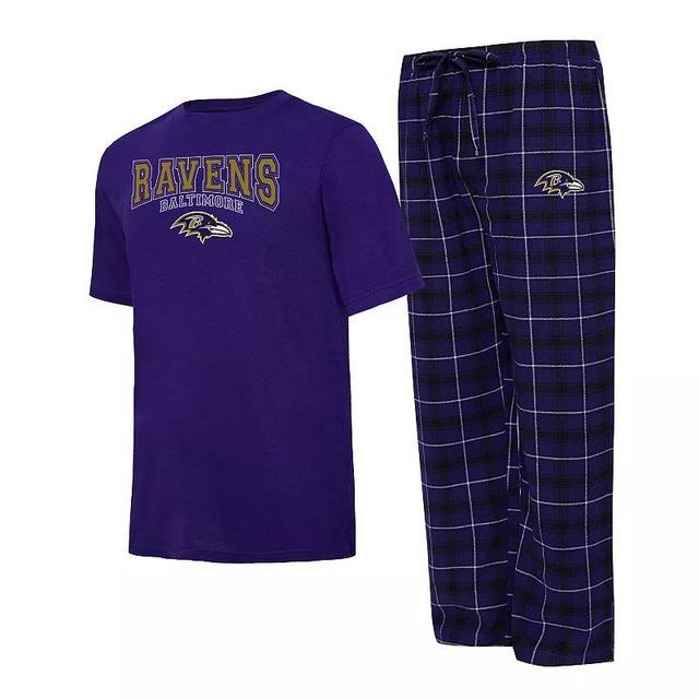 Mens Concepts Sport Purple/Black Baltimore Ravens Arctic T-Shirt & Pajama Pants Sleep Set Product Image