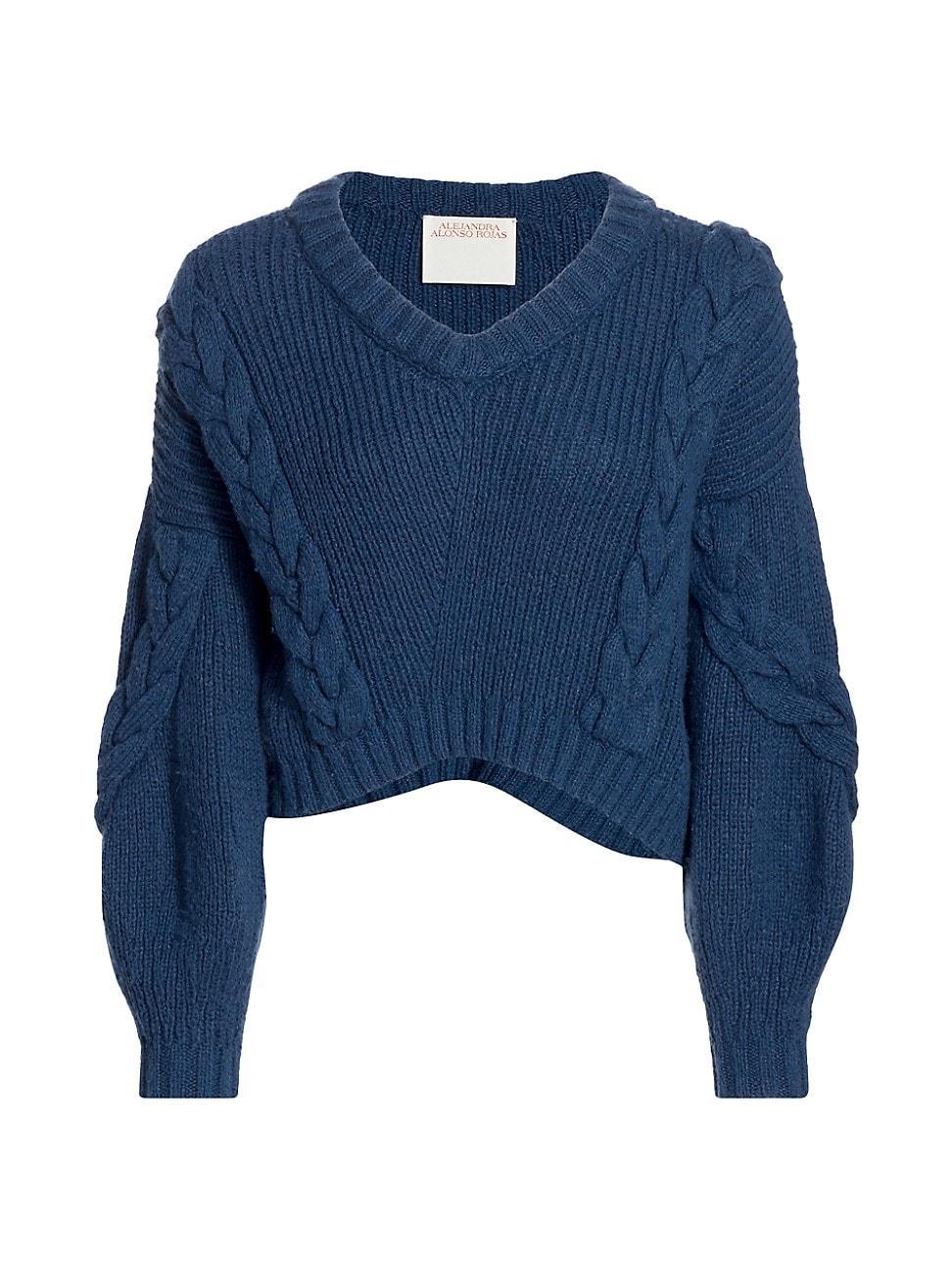 Womens Asymmetric Cableknit Pullover Product Image