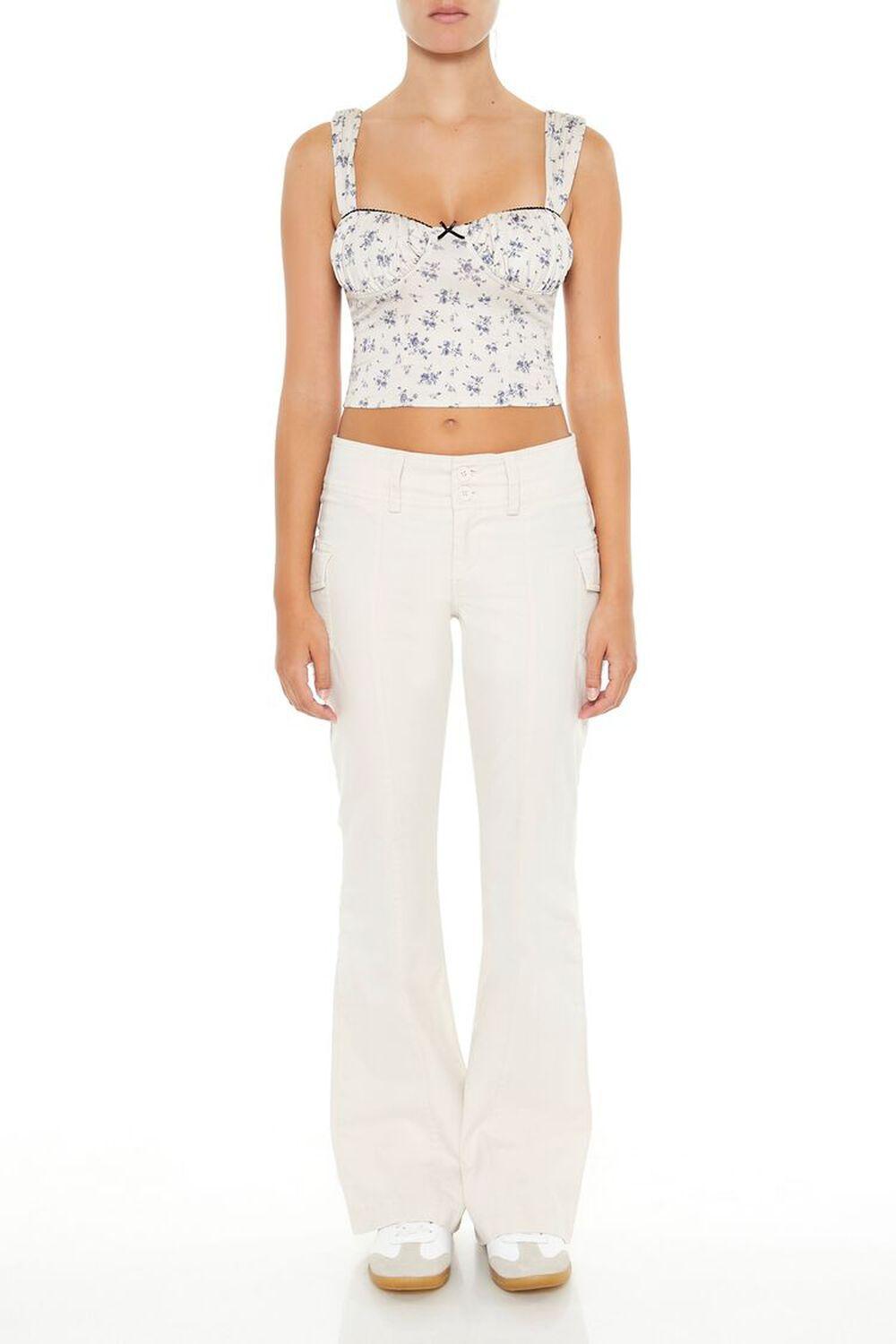 Poplin Flare-Leg Cargo Pants | Forever 21 product image