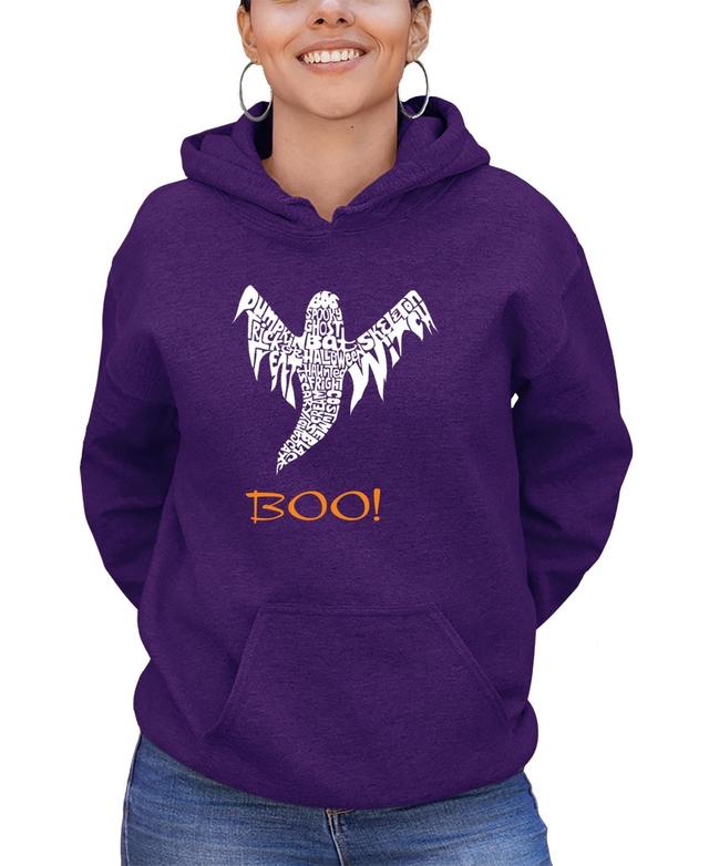 La Pop Art Womens Halloween Ghost Word Art Hooded Sweatshirt Product Image