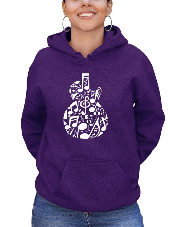 La Pop Art Womens Music Notes Guitar Word Art Hooded Sweatshirt Product Image