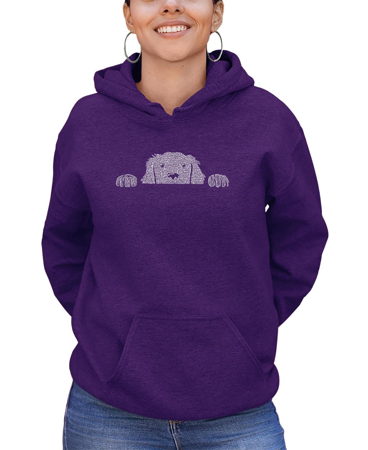 La Pop Art Womens Peeking Dog Word Art Hooded Sweatshirt Product Image