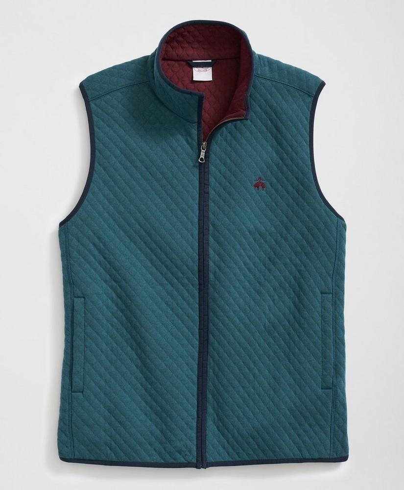 Diamond-Quilted Zip Vest in Cotton Blend Product Image