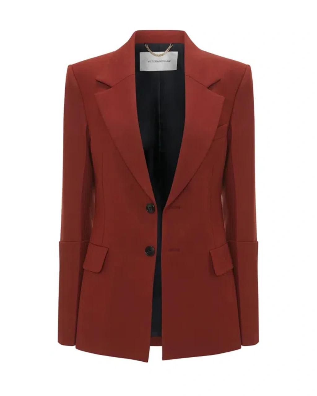 Sleeve Detail Patch Pocket Jacket In Red Product Image