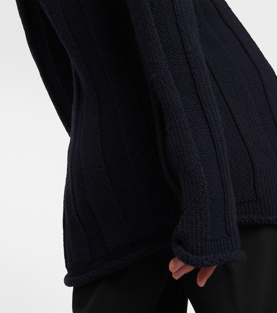 THE ROW Ribbed-knit Wool Sweater In Blue Product Image