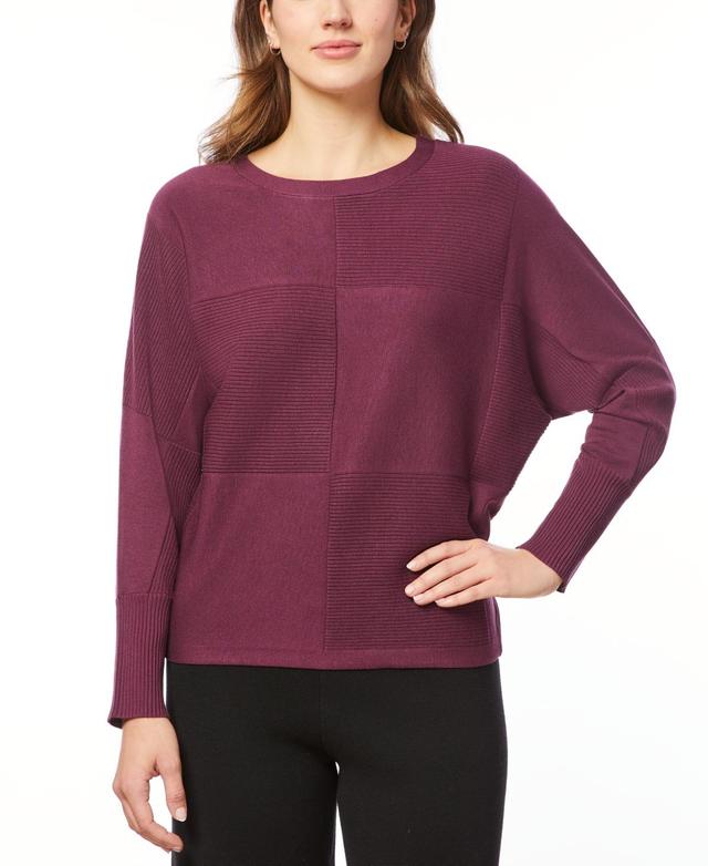 Melissa Paige Womens Ribbed Block-Stitch Dolman-Sleeve Sweater Product Image