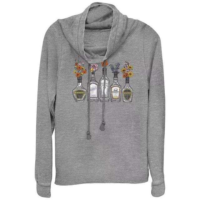 Womens Cool Flower Vases Cowlneck Graphic Lightweight Long Sleeve, Girls Gray Grey Product Image