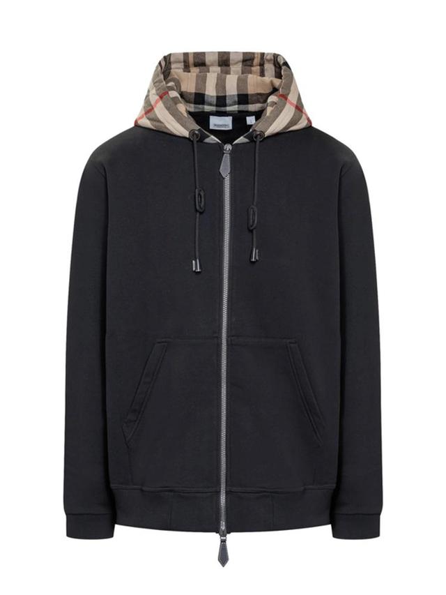 Check Detailed Zipped Drawstring Hoodie In Multi Product Image