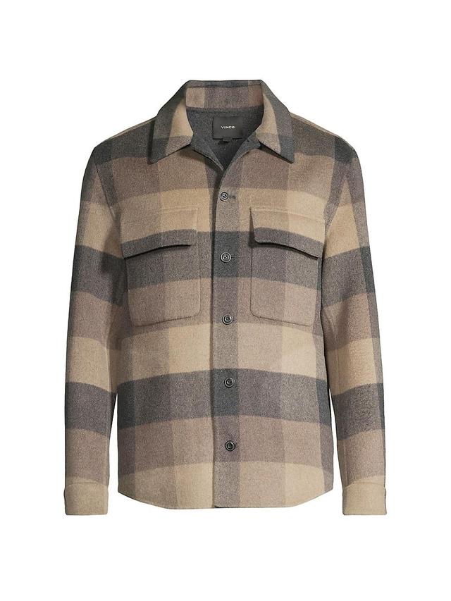 Mens Splittable Plaid Wool-Blend Long-Sleeve Shirt Product Image