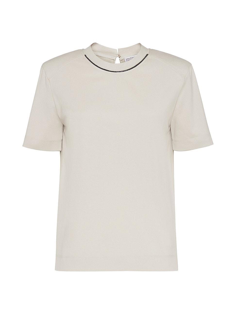 Womens Cotton Jersey T-Shirt With Padded Shoulder Product Image